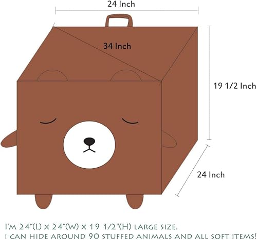 Miniatura 3 de Puf de león fresco para decoración de habitación de niños, puf con cremallera rellenable para organizar juguetes de felpa para niños, tamaño