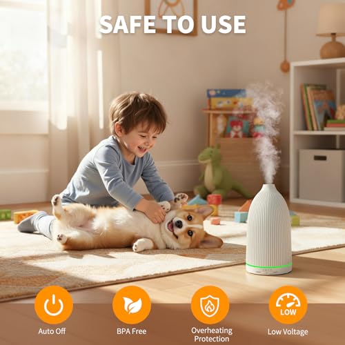 Image of URPOWER 100ML Essential Oil Diffuser Ultrasonic Cool Mist Humidifier with 7 LED Lights, Timer & Auto-Off Quiet Aromatherapy Scent Diffuser for Home Bedroom Office Relaxation