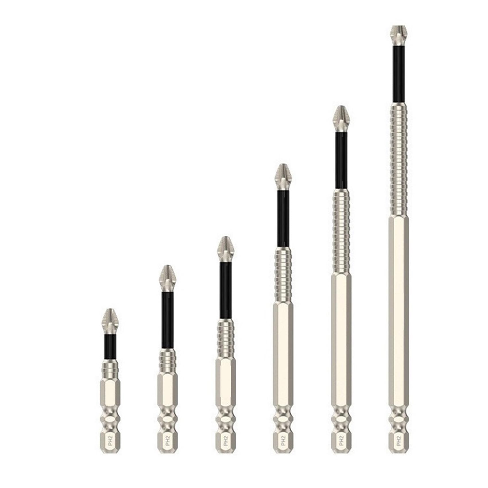 Ijsdnvjndx As Shown Upgraded Non-Slip Ph2 Impact Driver Bit Set Non-Slip Crosshead 25-150Mm Anti Non-Slip Bits Electric Drill Electric Screwdriver Bit