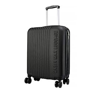 Cabin Max Velocity 55x40x20cm (22x16x8) Expandable Suitcase 4 Wheel Luggage Cabin Bags Suitable for Ryanair, Easyjet, Jet 2 Paid Carry On (Black)