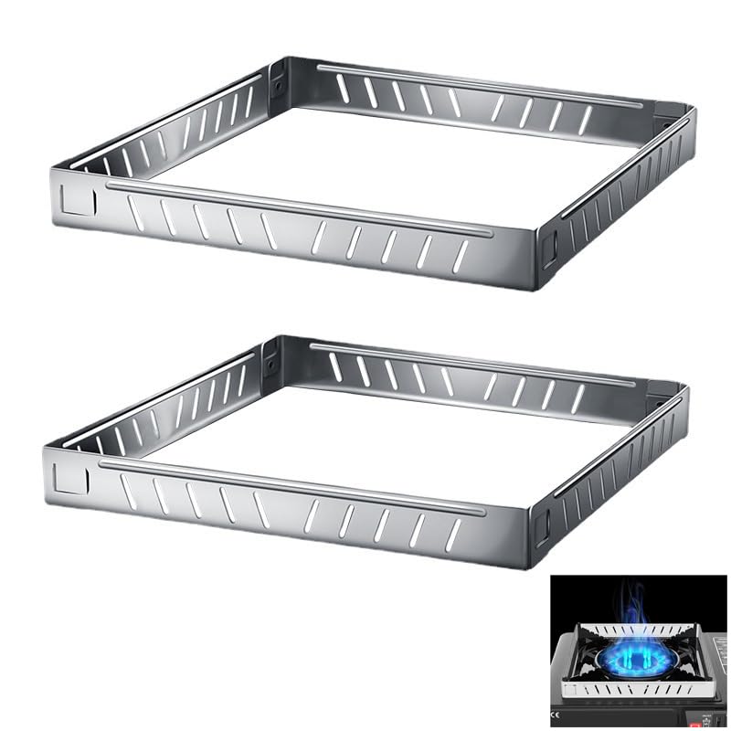 SquEqu 2 Pack Camping Stove Wind Guard Windscreen Blocker Compact Detachable Windshield Wind Screen Block for Portable Butane Stoves Gas Propane Burner Camp Cooking BBQ Grill Hiking Outdoor