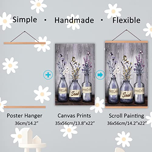 Purple Bathroom Art Prints, Country Botanical Flower Vase Posters Hanging For Wall, Relax Soak Unwind Bath Saying Painting, Modern Home Artwork For Bathroom Shower Room Farmhouse Lavatory (35X56Cm) #TOP5
