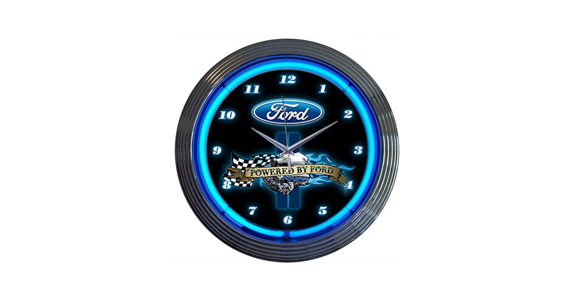フォード　Ford　ネオン　時計 フォード ネオンクロック ホワイト ブルー FORD ロゴ ネオン