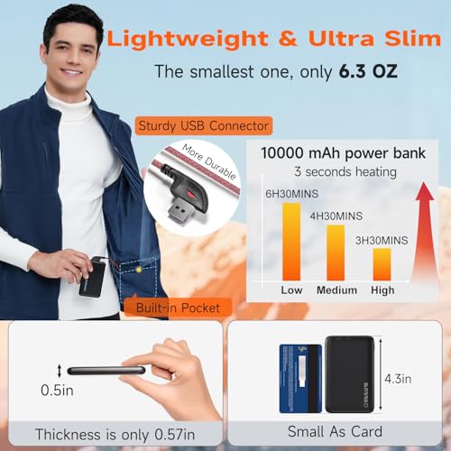 KOVNLO Heated Vest for Men with Battery Pack Included, Soft Fleece Smart Electric Lightweight Heated Jacket4