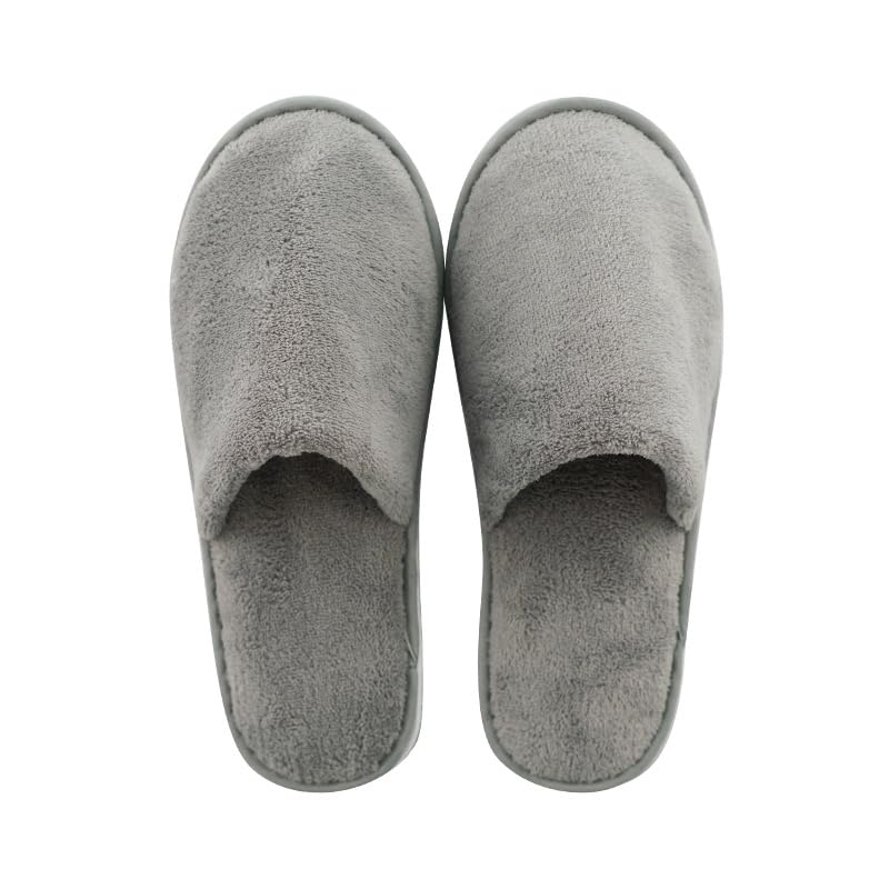 Coral Fleece House Slippers, Soft Non-Slip Indoor Slippers, Gray