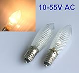 Size : approx.45mm * 10mm 10 Stück E10 LED-Ersatzlampen Glühbirnen Topkerze für Lichterkette 10V-55V AC