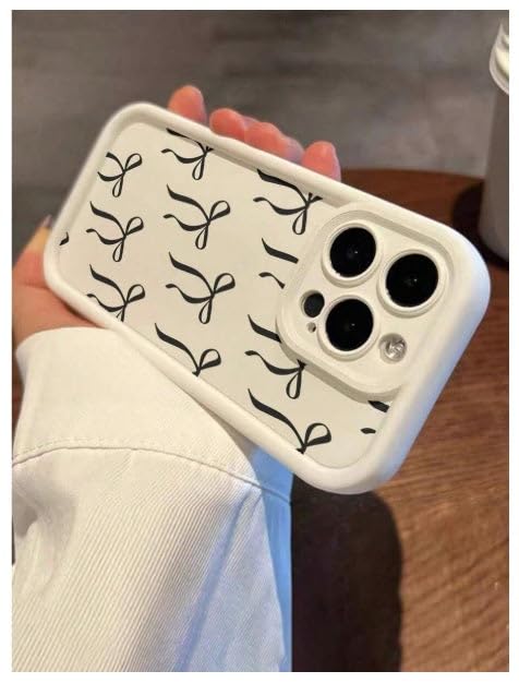 Image of COVERLY Cute Bow Ribbon Bowknot Back Case Cover for iPhone 12 Pro | Hot Cream Beige Bow Coquette Design | Camera Lens Protection | Soft Silicone Aesthetic Cover for Girls & Women (White, Shockproof)