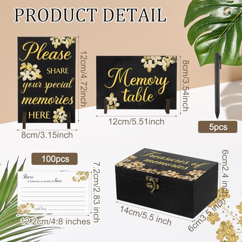 Image of Gilprop 112 Pcs Celebration of Life Memory Cards Set Share a Memory Cards with Box 2 Wood Sign with 4 Hold and 5 Pens, Sympathy Memorial Gifts Funeral Keepsake Decorations(Forget Me Not Flower)