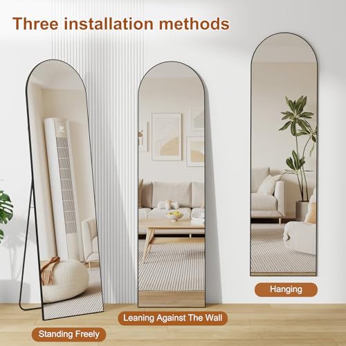 Full Length Mirror,58" x16,3 in 1Full Length Mirror can Wall Mounted,Standing or Leaning,Full Body Mirrors with Aluminum Alloy Frame,Home Black