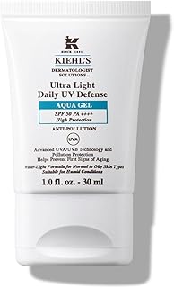 KIEHL'S Ultra Light Daily UV Defense Aqua Gel SPF 50, erfrischender Sonnenschutz für ölige Haut, Gesichtspflege mit Lichtschutzfaktor 50