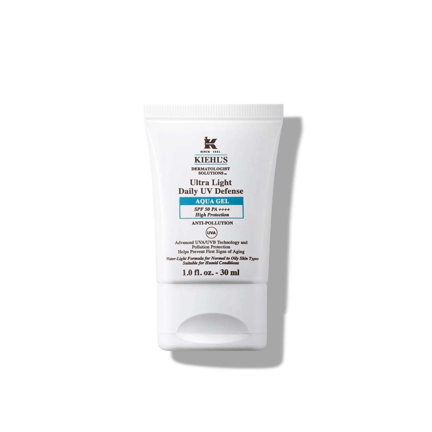 KIEHL'S Ultra Light Daily UV Defense Aqua Gel SPF 50, erfrischender Sonnenschutz für ölige Haut, Gesichtspflege mit Lichtschutzfaktor 50