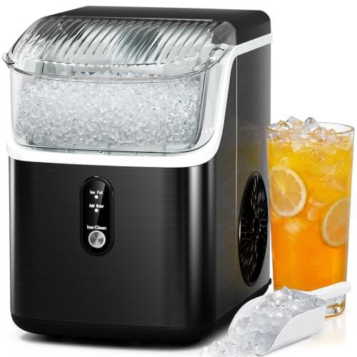 Image of Antarctic Star Nugget Ice Makers Countertop with Self-Cleaning, 35lbs /24H, Portable Sonic Ice Maker Machine with Handle /Basket /Scoop for Home, Kitchen, Office, Camping(Black)