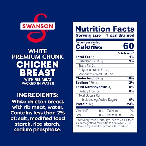 Image of Swanson White Premium Chunk Canned Chicken Breast in Water, Fully Cooked Chicken, 4.5 OZ Can