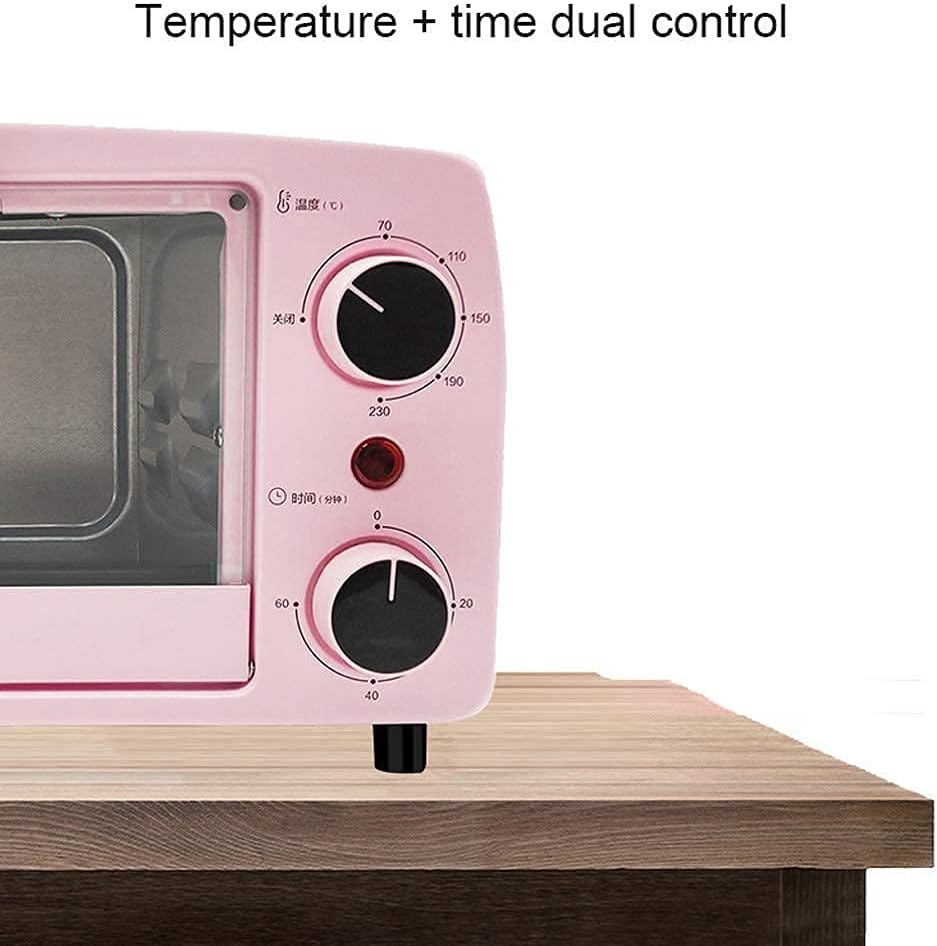 10L Mini Oven Adjustable Temperature 0-230℃ and 60 Minutes Timing Second Floor Baking Position Household Baking Multifunctional Automatic Electric Oven for Baking Cakes and Bread with Access Aestheti
