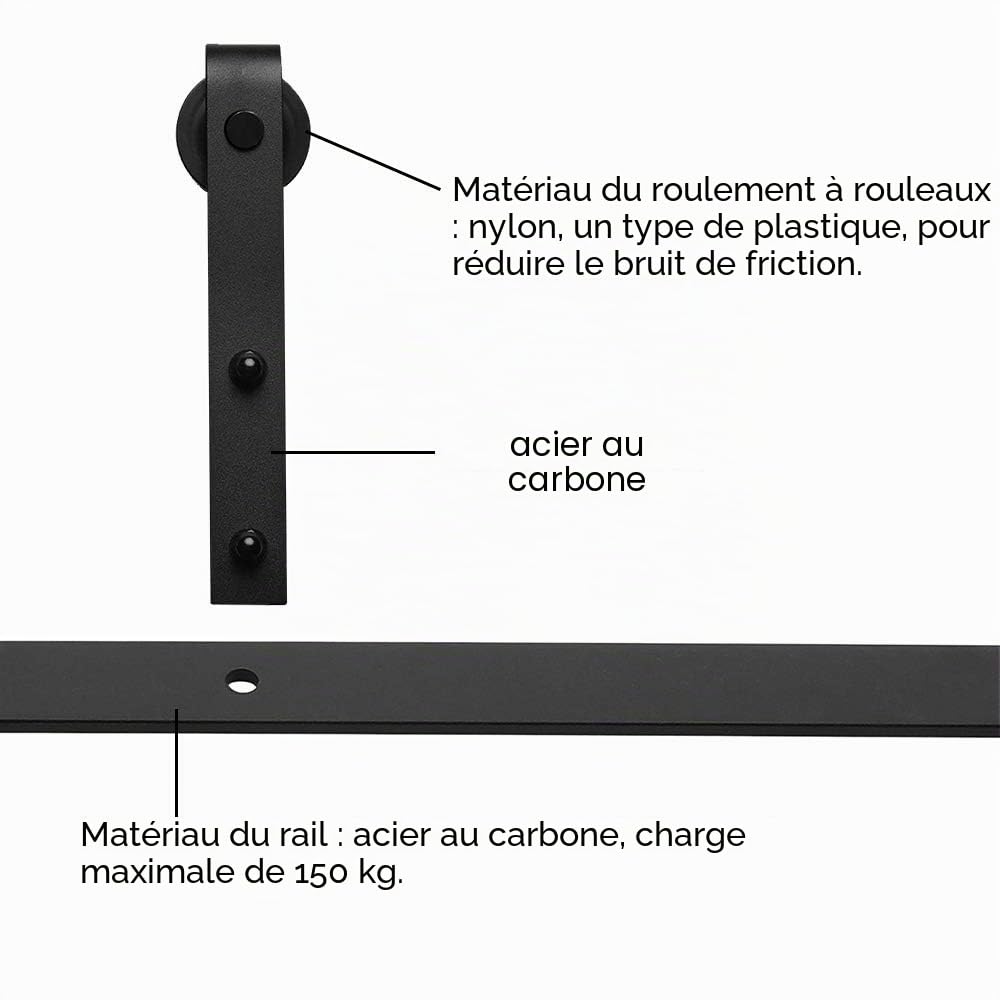 LWZH 9FT/274cm Kit de Quincaillerie Porte de Grange Coulissante Kit Rail Porte Coulissante pour Simple Porte/J-Forme