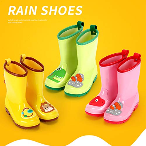 EnJoCho Kids Toddler Rubber Rain Shoes PVC Waterproof Rain Boot Non-Slip Cartoon Boots for Children Boys/Girls 3-9 Years4