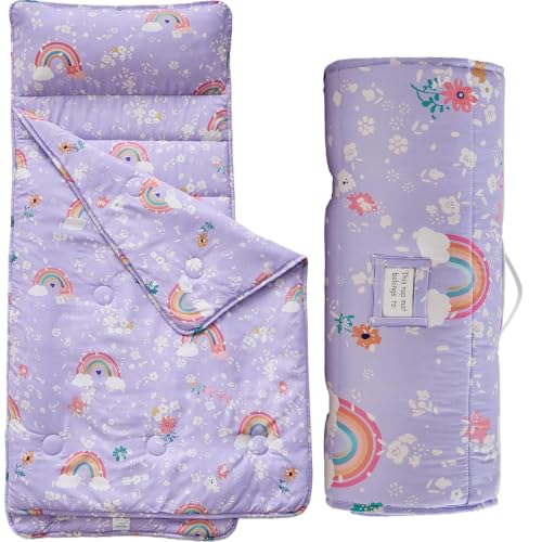 Image of Toddler Nap Mat with Removable Pillow,Ultra Soft Slumber Bags for Girls,Kids Sleeping Bags with Roll Up Design, Perfect for Preschool,Daycare,Kindergarten
