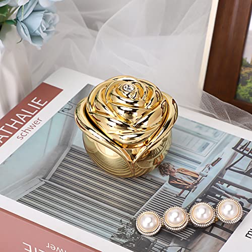 Hipiwe Rose Shape Vintage Jewelry Box - Gold Metal Trinket Organizer Small Jewelry Storage Holder Treasure Box Case Keepsake Box For Rings Earrings Necklace Gift For Girls Women, Large #TOP5