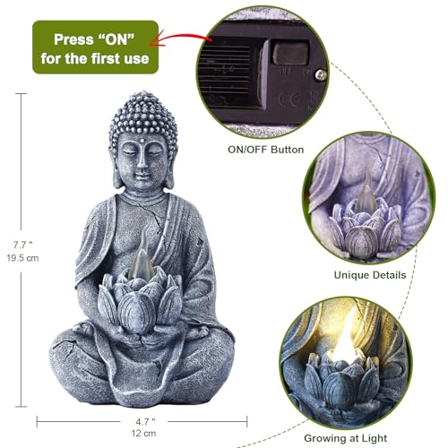 Estatua de Buda LED solar para jardín y meditación Estatua de Buda LED solar para jardín y meditación