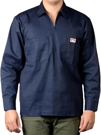 Ben Davis Mens Long Sleeve Striped Button-Up Work Shirt