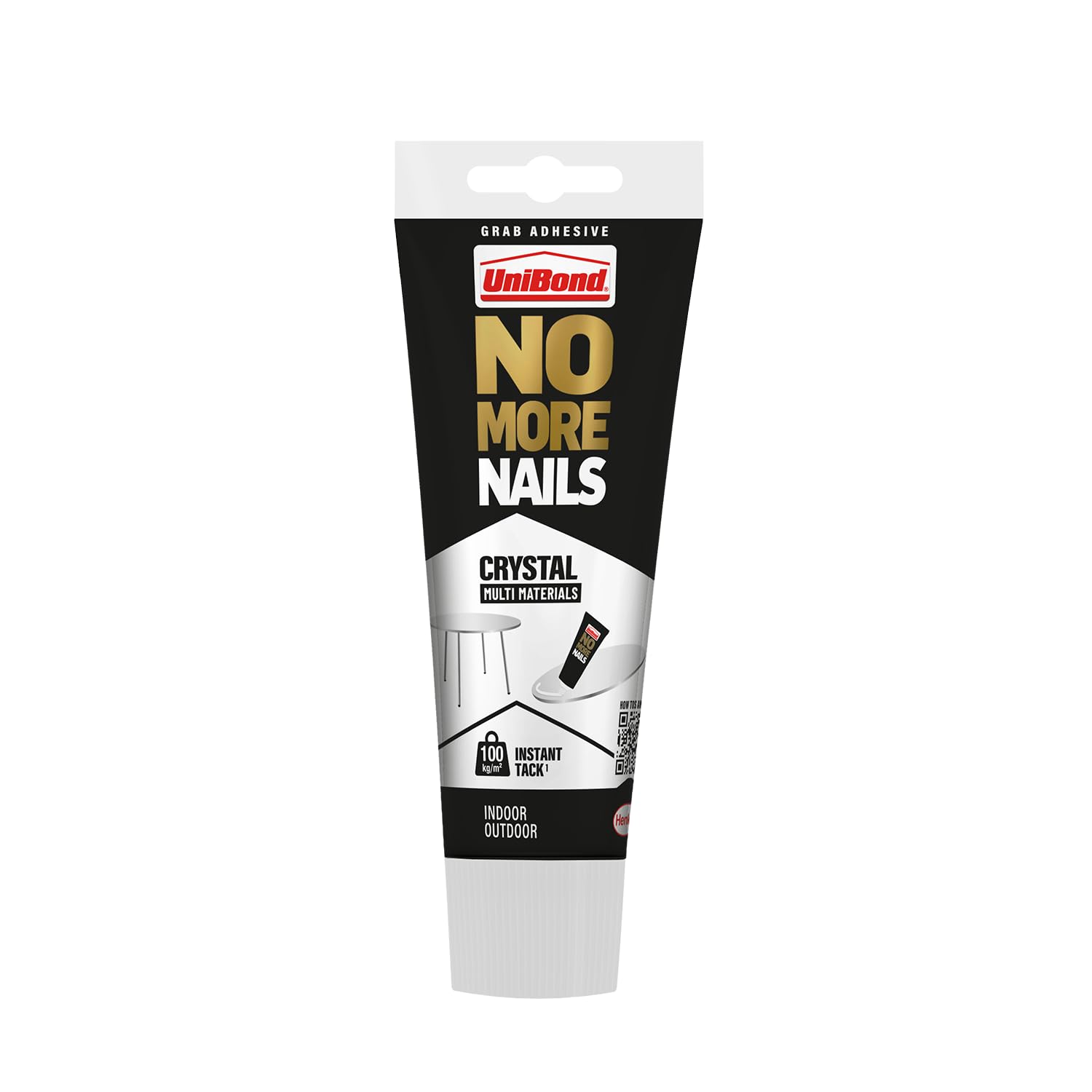 UniBond No More Nails Crystal Clear Adhesive, Transparent High-Strength Grab Glue for Wood, Metal, Tile & Plastic, Bonds, Seals & Fills, Shock & Weather Resistant, 1 x 200 ml Tube