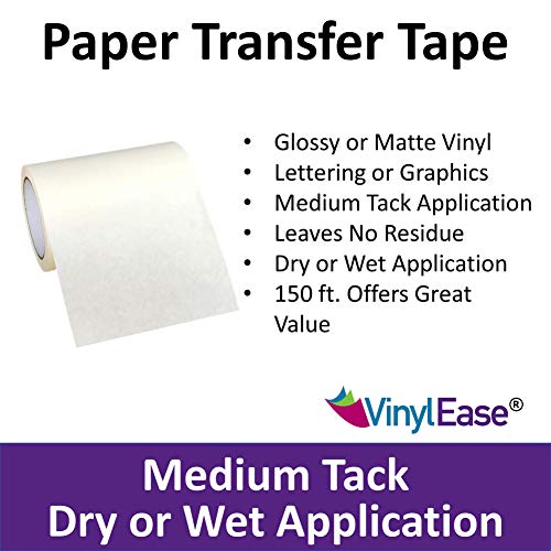 Vinyl Ease 12 inch x 150 feet roll of Paper Transfer Tape with a Medium Tack Layflat Adhesive. Works with a Variety of Vinyl. Great for Decals, Signs, Wall Words and More. V0844 - Thumbnail 3