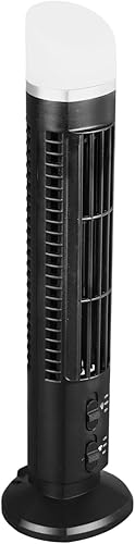 Focket Ventilador de torre para dormitorio, ventilador oscilante silencioso de 90 grados sin aspas, ventilador de refrigeración USB con luz,