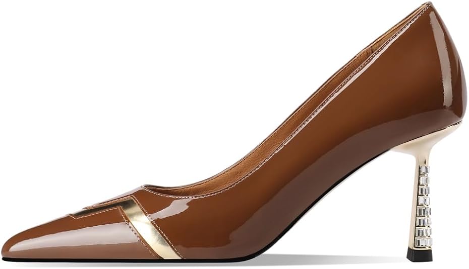 TinaCus Women's Patent Leather Pointed Toe Stiletto Heels - 5.12 Inch Heel, Platform, Buckle Belt, Handmade Pumps - View #6