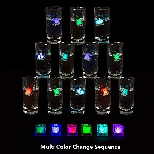 12 Stück LED Eiswürfel für Getränke, Flüssigsensor Blinken LED Glühen Licht Wasser Tauch Leuchten Led Eis Farbwechsel für Bar Club Trinken Wein Hochzeit Party Champagner Tower Dekoration