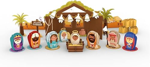 Miniatura 4 de Lovepop - Calendario de Adviento de Natividad, 25 bolsas con 32 esculturas desplegables, calendario de Adviento de Navidad para niños y adultos,