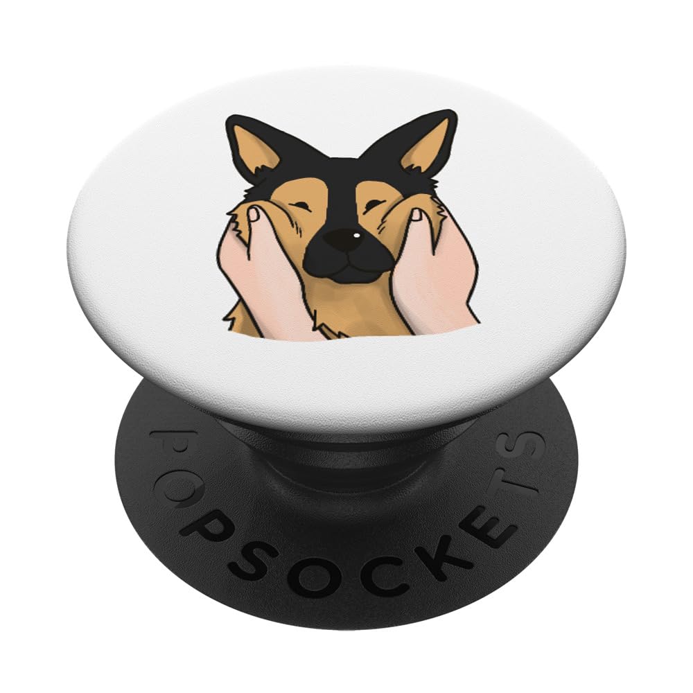 Chubby Cheeks German Shepherd Dog PopSockets PopGrip: Swappable Grip for Phones & Tablets PopSockets Standard PopGrip