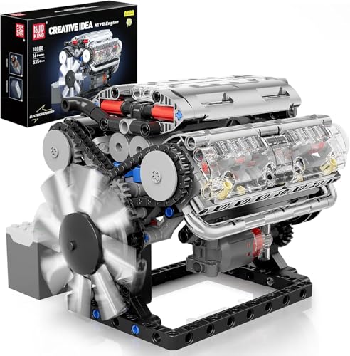Mould King V8 Bloques De Construcción De Motor Moc Abrazadera Bloques De Construcción Kit De Modelo De Motor Respetuoso con El Medio Ambiente Adecuado para Adultos (535 Piezas)