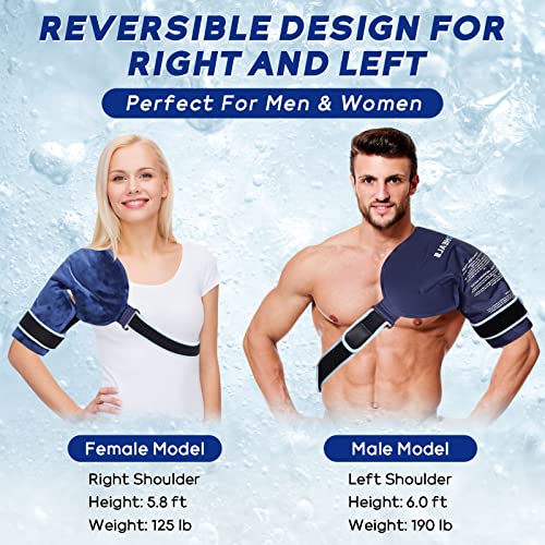 Igoheals Shoulder Ice Pack Wrap Rotator Cuff For Arm,Injuries Reusable Gel Heating Pack,Surgery Recovery,Pain Relief Hot Cold Therapy,Cold Compress Bag Left Right Shoulder Men Women-Soft Plush Lining #TOP1