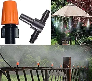 DIY Crafts Misting System Outdoor Cooling Mist System Drip Irrigation Mister Nozzle Spinklers Home Garden Patio (Only Red 360 degree Sprinkler/Emitter) (5 Pcs, Only Orange Mist Nozzle-T-Tee)