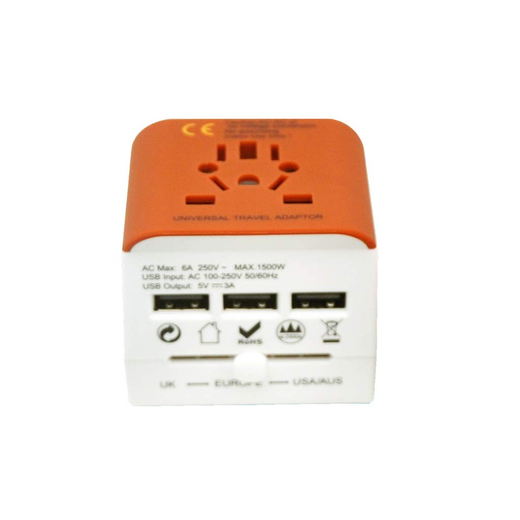Gniazdo międzynarodowe przetwornice International Plug Converter, 3 Usb. Międzynarodowy zasilacz do Europy, Wielka Brytania, Chiny, Australia, Japonia 224 kraje adapter wtyczki zasilania (Color : A)