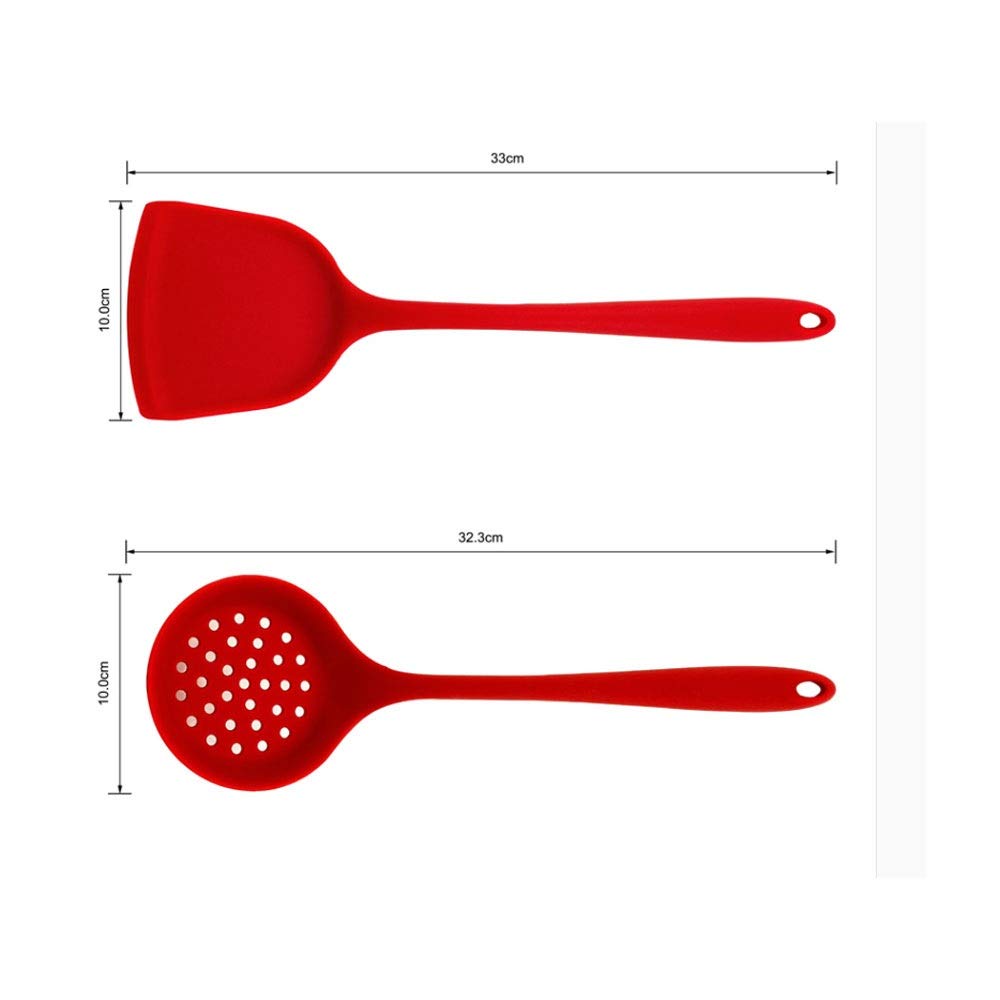 Utensilio de Cocina de Silicona, Herramientas de Cocina, Cuchara para Sopa, colador, Servidor de Pasta, batidor de Huevos, espátula, Comida roja