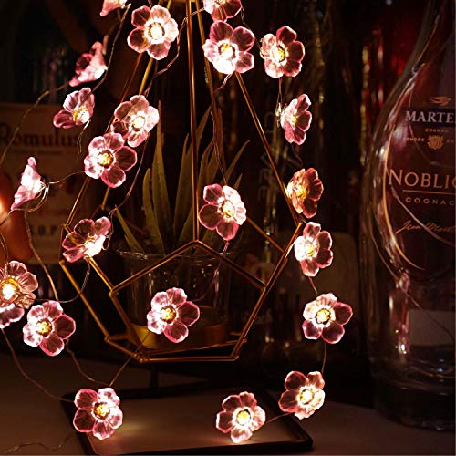 Cynzia Cherry Blossom Flower String Light, 40 Led 13Ft Pink Sakura Fairy Lights Christmas Decorative Lights Battery Powered Novelty Light For Girls Bedroom, Party, Patio, Garden, Indoor thumb #2