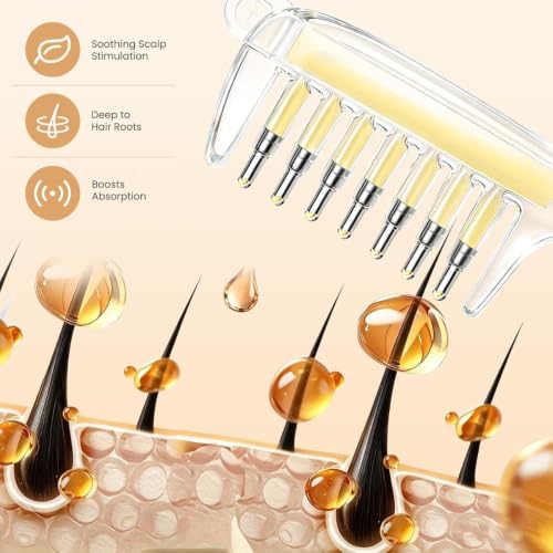 Image of Go well Hair Oil Applicator Comb, Refillable Scalp Massager & Liquid Dispenser with Storage Base, Even Oil Distribution Tool for All Hair Types & Growth Routines pack of 01