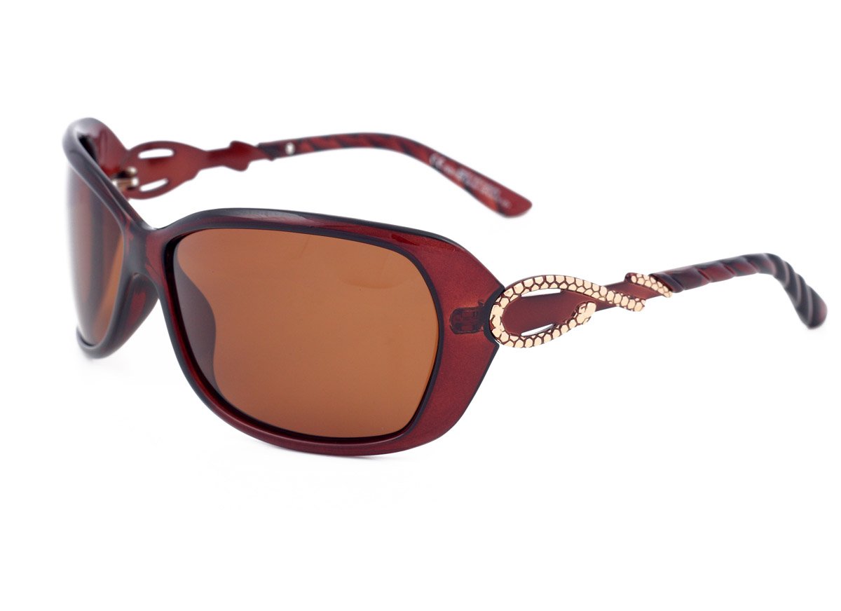 Polarized Women Ladies Sunglasses for Driving, Holiday Light Amber Lenses, Snake Frame Anti Glare Lenses Filter Category 3