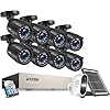 ZOSI 8CH 1080P Security Camera System with 1TB HDD H.265+ 8 CH 5MP Lite Video DVR Recorder with 8X 1080P HD 1920TVL Weatherproof Cameras&C1 Battery Camera with Solar Panel, with 2-Way Audio