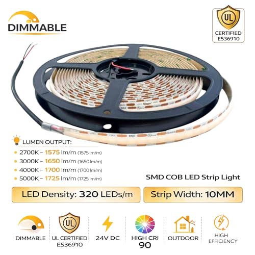 Tira LED SCOB 24V 320 LEDs/m 10mm Dimmable 3000K 25m IP20 miniatura 2