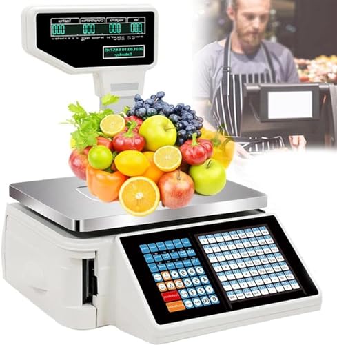 Báscula digital computarizada con impresora térmica y doble pantalla miniatura 1