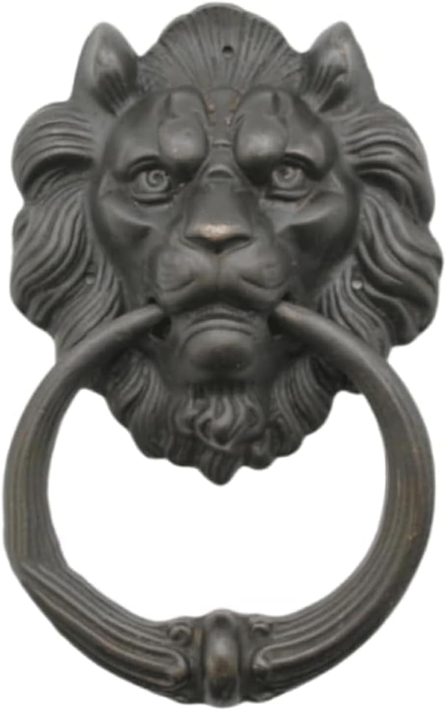 TIST Iron Door Knocker Front Door Vintage Brass Casting Lion Head Classical Door Handle Villa Courtyard Ring Knocker Surface-Mounted Installation(A)