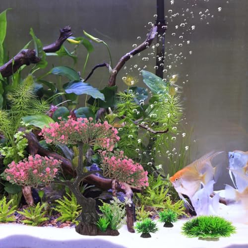 Image of Beaupretty 1 Set Artificial Aquarium Plants Pink Cherry Blossom Tree Decor Fish Tank Tree Decorations Plastic Realistic-Plants Turtle Tank Plants Aquatic-Plants Grass Flowers