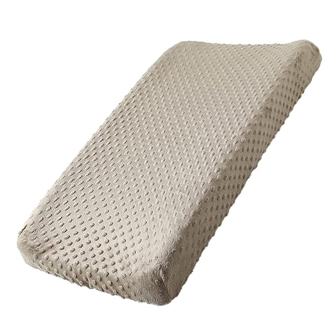Waterproof Vegan Leather Changing Pad Cover for Girls Boys, Ultra Soft Breathable Cotton, Baby Diaper Change Table Pad Covers (Tan)