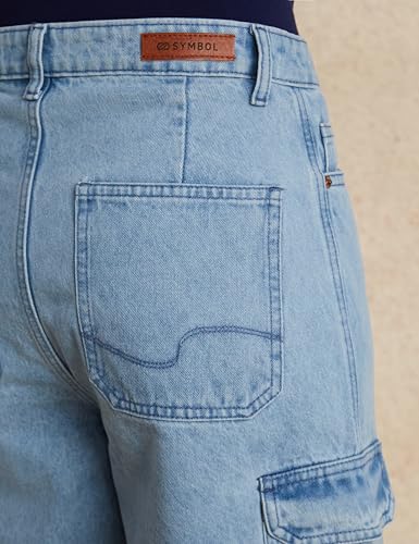 Image of Amazon Brand - Symbol Women's Wide Leg Cargo Jeans (High Rise | Ankle Length | Loose Baggy Fit) (Available in Plus Sizes)