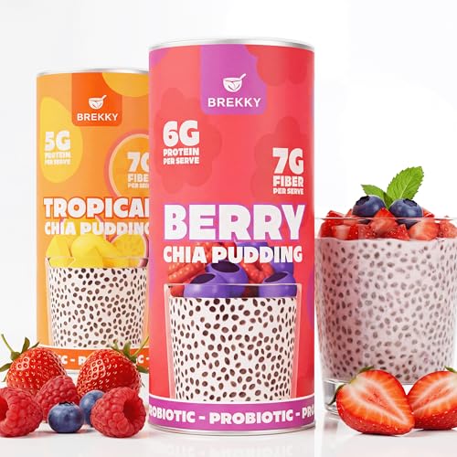 Brekky innovatives Chia Samen Upgrade (Made in Germany & Vegan) für deine Darmgesundheit | 1 Mrd. Probiotika & Präbiotika | OMEGA 3 und Ballaststoffe | Chiasamen (Berry Chia Pudding)