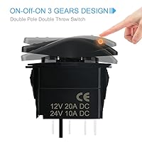 Vista 3 de Interruptor basculante impermeable de encendido y apagado de 12 V/20 A 24 V/10 A 7 pines DPDT luz LED azul, con cables de puente para barco