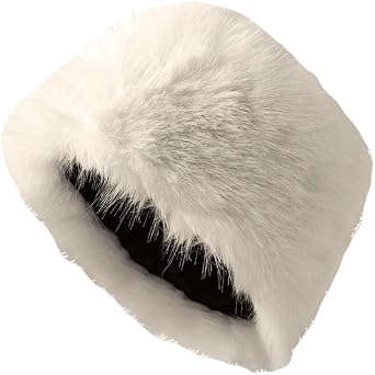Russian Hat Ushanka Faux Fur Winter Hats Winter Warm Outdoor Cap Faux Fur Cossack Russian Style Hat for Women White