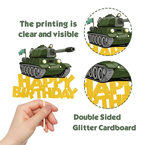 Tank Happy Birthday Cake Topper,Ops Military Themed Birthday Party Supplies For Kids Happy Birthday,Perfect Army Military Troops Tank Camo Party Favors For Your Birthday Party #TOP2